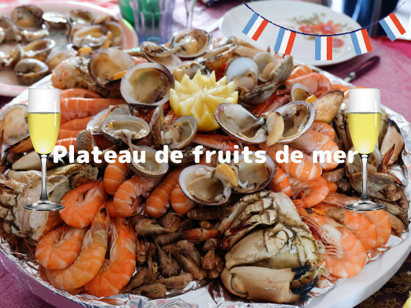 えびや貝などのフランスの海鮮盛り